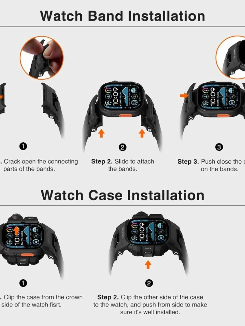 Rugged Case - Band for Apple Watch 49mm,Compatible with Apple Watch Ultra 3/2/1